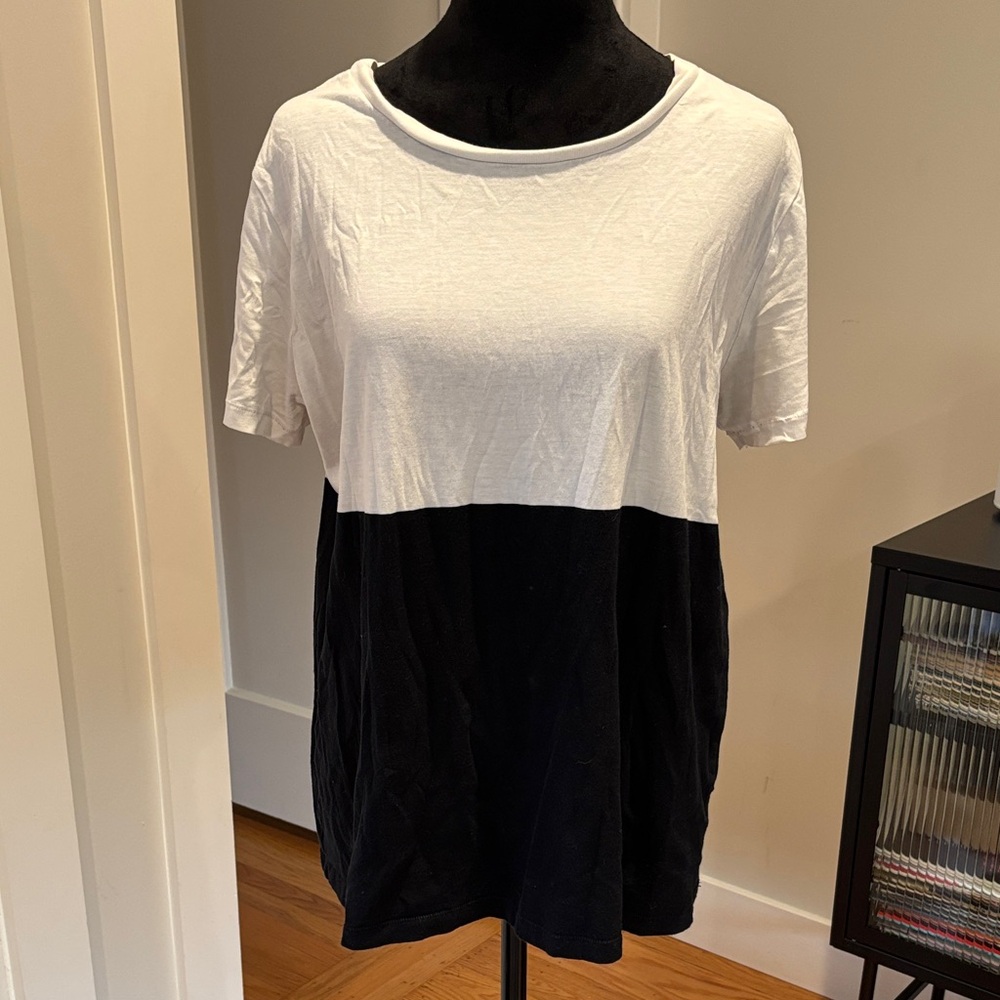 COS Black and White Short Sleeve Top
